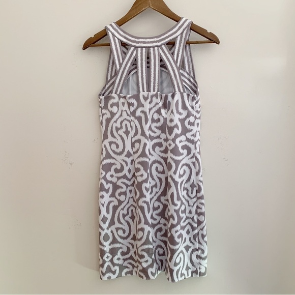Gretchen Scott Isosceles Halter Dress XS Sleeveless Taupe White - Picture 4 of 8